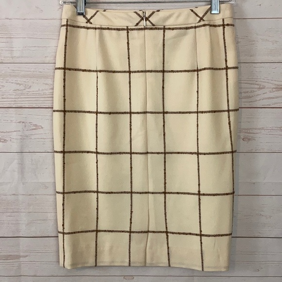 Escada 34 US Small Ivory WindowPane Pencil Skirt - Picture 4 of 9